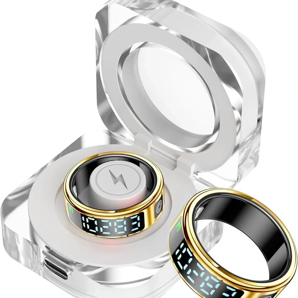 Smart Ring with Display Size 9 - Gold and Black